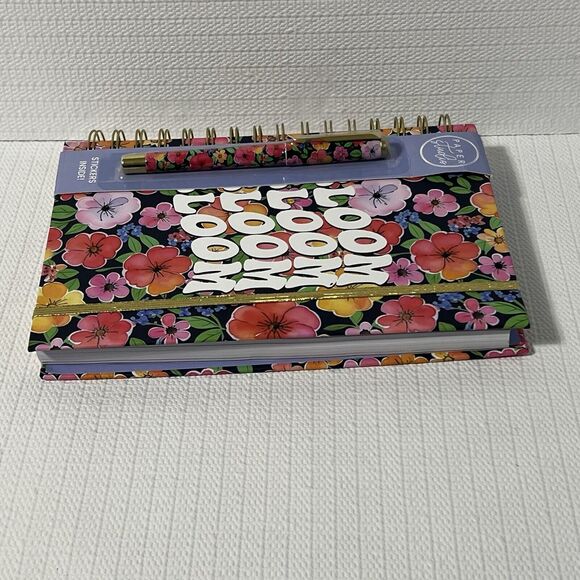 BLOOM Hardcover Spiral Notebook Journal Pen Sticker Set Colorful Lined Flowers - Picture 10 of 17